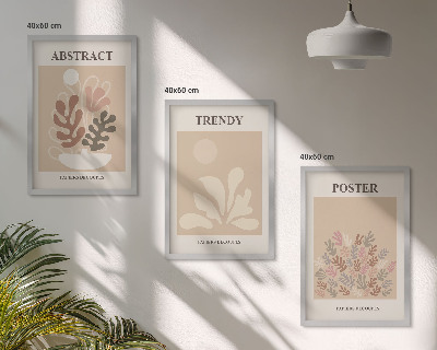 Gerahmtes bilderset Pflanzenmotive beige braun