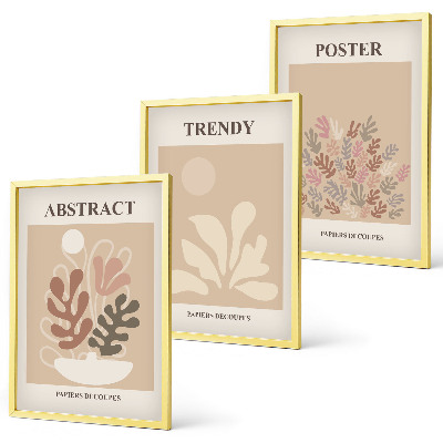 Gerahmtes bilderset Pflanzenmotive beige braun