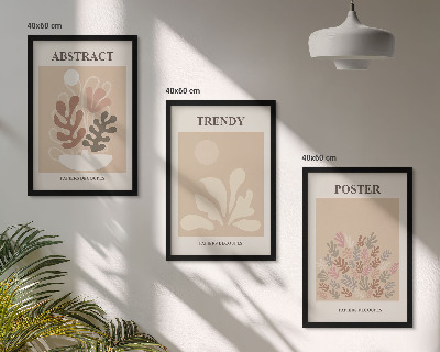 Gerahmtes bilderset Pflanzenmotive beige braun