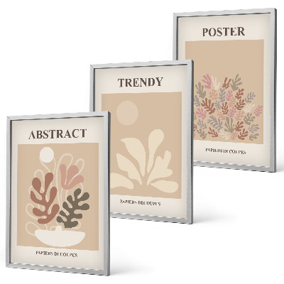 Gerahmtes bilderset Pflanzenmotive beige braun