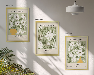 Bilder-3er-set mit rahmen Blumenmuster London Tokio Dublin