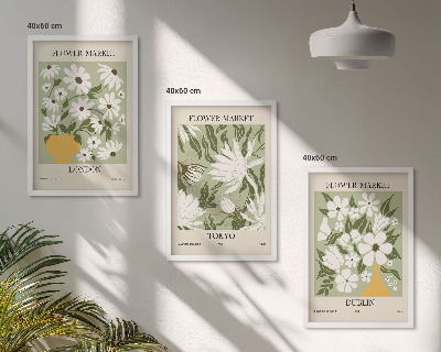 Bilder-3er-set mit rahmen Blumenmuster London Tokio Dublin