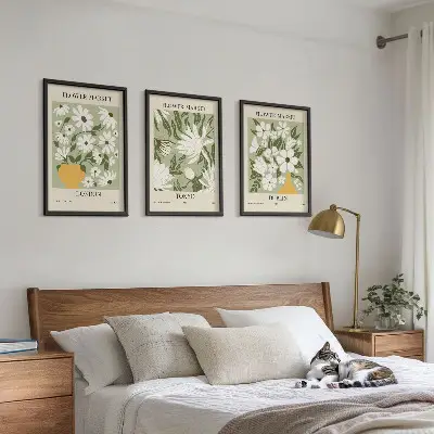 3er-Set Wandbilder mit Rahmen mit Blumenmuster in den Motiven London, Tokio und Dublin