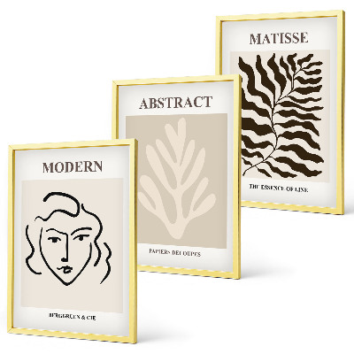 Bilder-3er-set mit rahmen Gesicht Blätter Kunst Matisse
