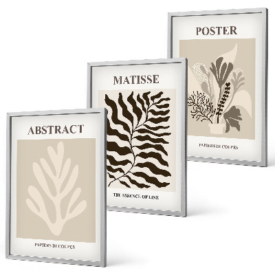 Gerahmtes bilderset Beige-braune Pflanzenmuster