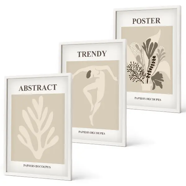 Gerahmtes Bilder-Set mit Blumenmuster in Beige und Braun