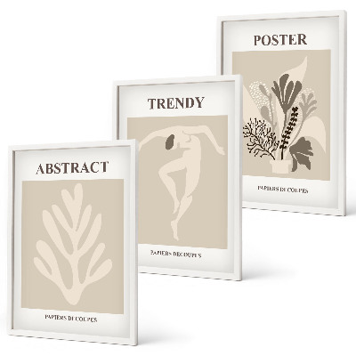 Gerahmtes bilderset Blumenmuster beige braun