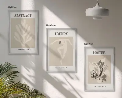 Gerahmtes Bilder-Set mit Blumenmuster in Beige und Braun