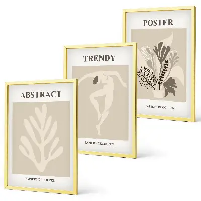 Gerahmtes Bilder-Set mit Blumenmuster in Beige und Braun