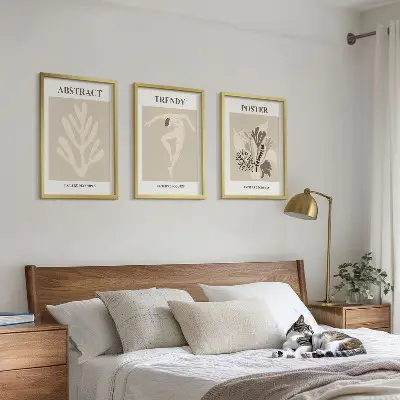 Gerahmtes Bilder-Set mit Blumenmuster in Beige und Braun
