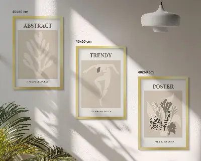 Gerahmtes Bilder-Set mit Blumenmuster in Beige und Braun
