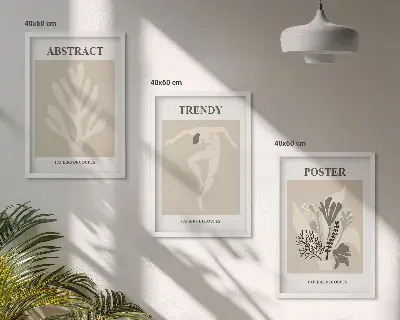 Gerahmtes Bilder-Set mit Blumenmuster in Beige und Braun