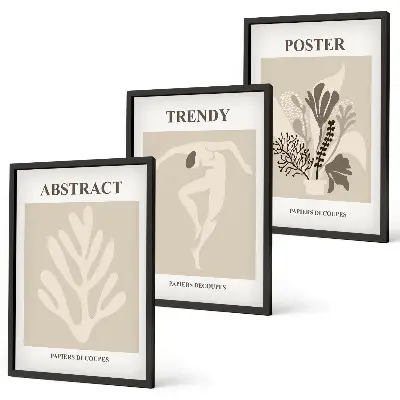 Gerahmtes Bilder-Set mit Blumenmuster in Beige und Braun
