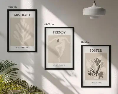 Gerahmtes Bilder-Set mit Blumenmuster in Beige und Braun