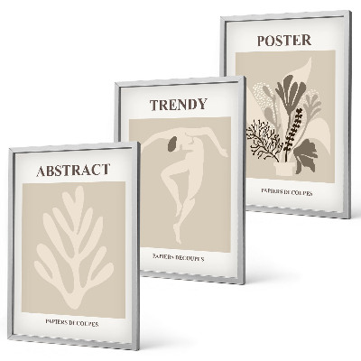 Gerahmtes bilderset Blumenmuster beige braun