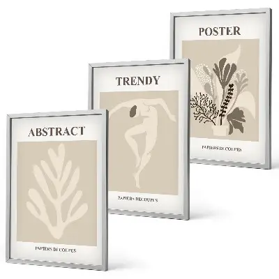 Gerahmtes Bilder-Set mit Blumenmuster in Beige und Braun
