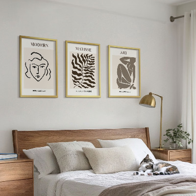 Bilder-3er-set mit rahmen Stilvolle Grafiken, Linien, Zeichen