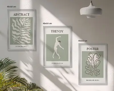 Gerahmtes Bilderset mit grünen Pflanzenmustern von Matisse
