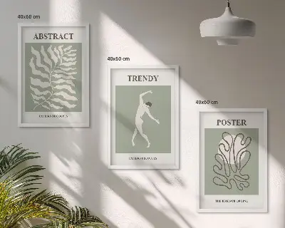 Gerahmtes Bilderset mit grünen Pflanzenmustern von Matisse