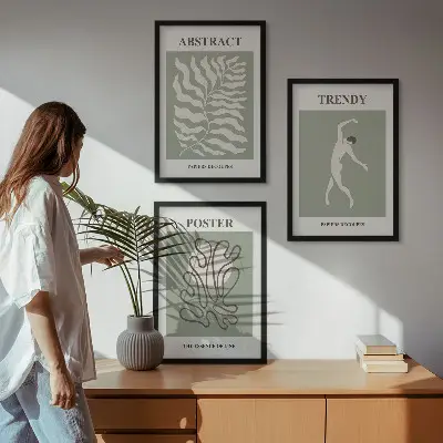 Gerahmtes Bilderset mit grünen Pflanzenmustern von Matisse