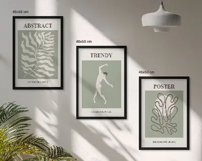 Gerahmtes Bilderset mit grünen Pflanzenmustern von Matisse