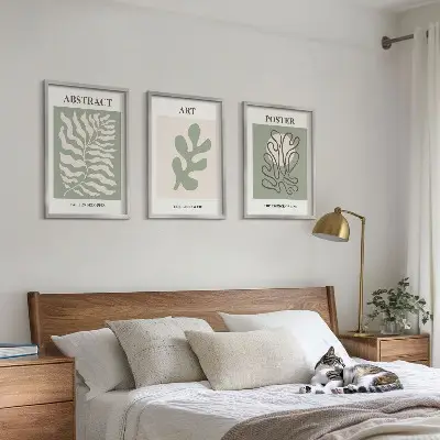 3er-Set Wandbilder mit Rahmen Poster mit Matisse-Pflanzenmustern