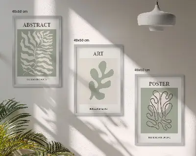 3er-Set Wandbilder mit Rahmen Poster mit Matisse-Pflanzenmustern