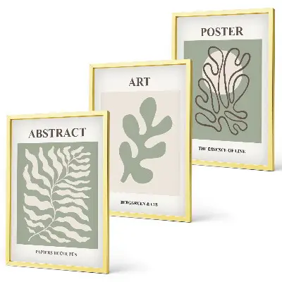 3er-Set Wandbilder mit Rahmen Poster mit Matisse-Pflanzenmustern