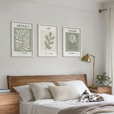 3er-Set Wandbilder mit Rahmen Poster mit Matisse-Pflanzenmustern