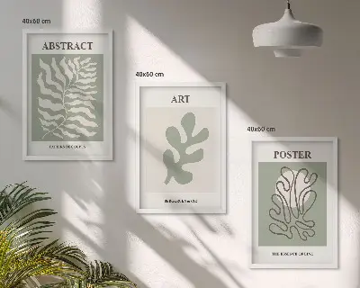 3er-Set Wandbilder mit Rahmen Poster mit Matisse-Pflanzenmustern