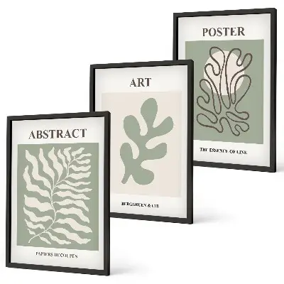 3er-Set Wandbilder mit Rahmen Poster mit Matisse-Pflanzenmustern