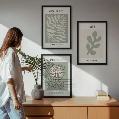 3er-Set Wandbilder mit Rahmen Poster mit Matisse-Pflanzenmustern