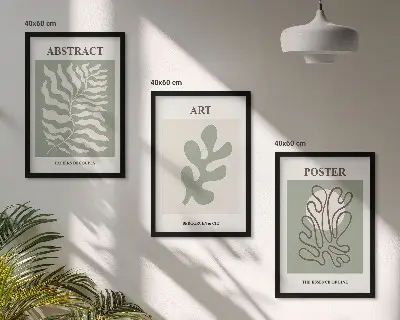 3er-Set Wandbilder mit Rahmen Poster mit Matisse-Pflanzenmustern