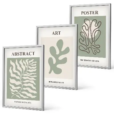 3er-Set Wandbilder mit Rahmen Poster mit Matisse-Pflanzenmustern