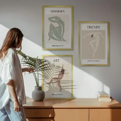Gerahmtes Bilder-Set stilvolle Charaktere im Minimalismus-Design