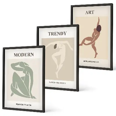 Gerahmtes Bilder-Set stilvolle Charaktere im Minimalismus-Design