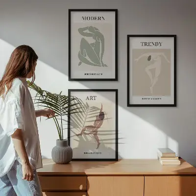 Gerahmtes Bilder-Set stilvolle Charaktere im Minimalismus-Design