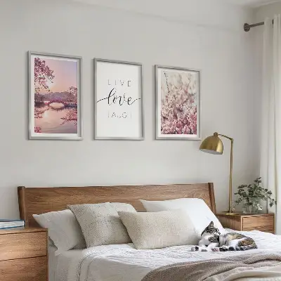 Blumenbrücken Inschriftenmotiv 3er Set Bilder im Rahmen