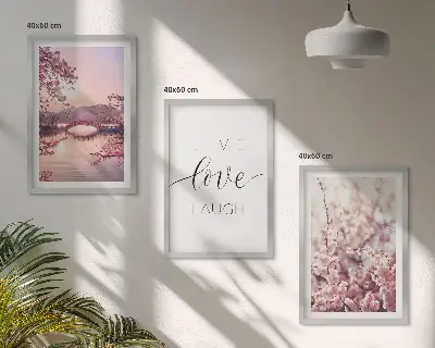 Blumenbrücken Inschriftenmotiv 3er Set Bilder im Rahmen