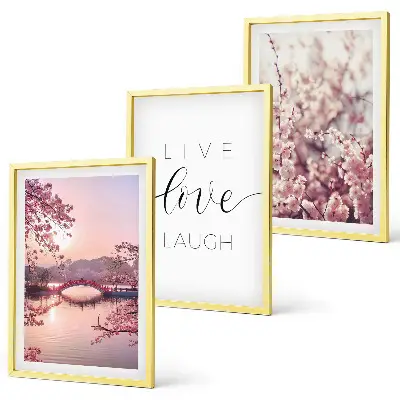 Blumenbrücken Inschriftenmotiv 3er Set Bilder im Rahmen