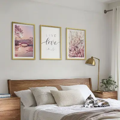 Blumenbrücken Inschriftenmotiv 3er Set Bilder im Rahmen