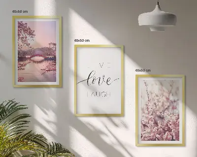Blumenbrücken Inschriftenmotiv 3er Set Bilder im Rahmen