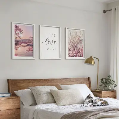 Blumenbrücken Inschriftenmotiv 3er Set Bilder im Rahmen