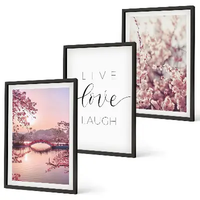 Blumenbrücken Inschriftenmotiv 3er Set Bilder im Rahmen