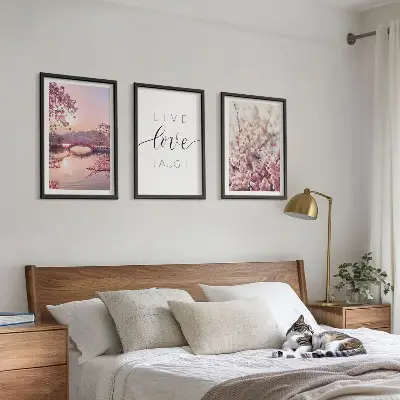 Blumenbrücken Inschriftenmotiv 3er Set Bilder im Rahmen