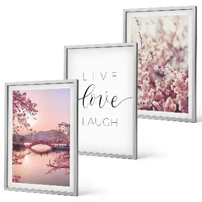 Blumenbrücken Inschriftenmotiv 3er Set Bilder im Rahmen