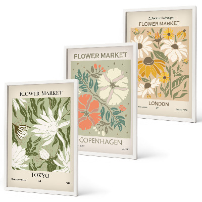 Gerahmtes bilderset Blumenmotive aus Städten auf der ganzen Welt