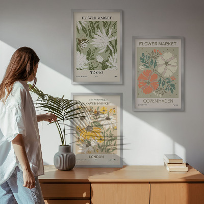 Gerahmtes bilderset Blumenmotive aus Städten auf der ganzen Welt