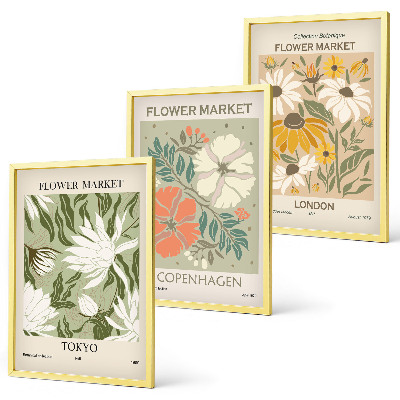 Gerahmtes bilderset Blumenmotive aus Städten auf der ganzen Welt