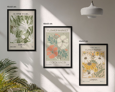 Gerahmtes bilderset Blumenmotive aus Städten auf der ganzen Welt